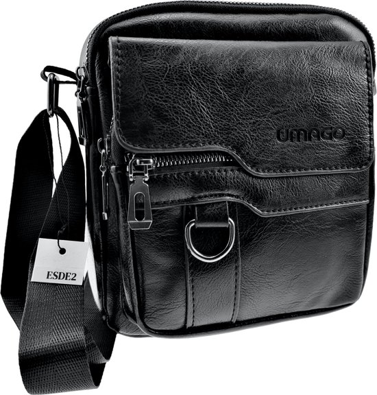 Unisex Tas Schoudertas Zwarte Imitatieleer Dames Heren Tasje Crossbodytas bol
