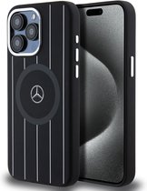 Mercedes-Benz Silicone Stripes Pattern Back Case (MagSafe Compatible) - Geschikt voor Apple iPhone 15 Pro Max (6.7") - Zwart