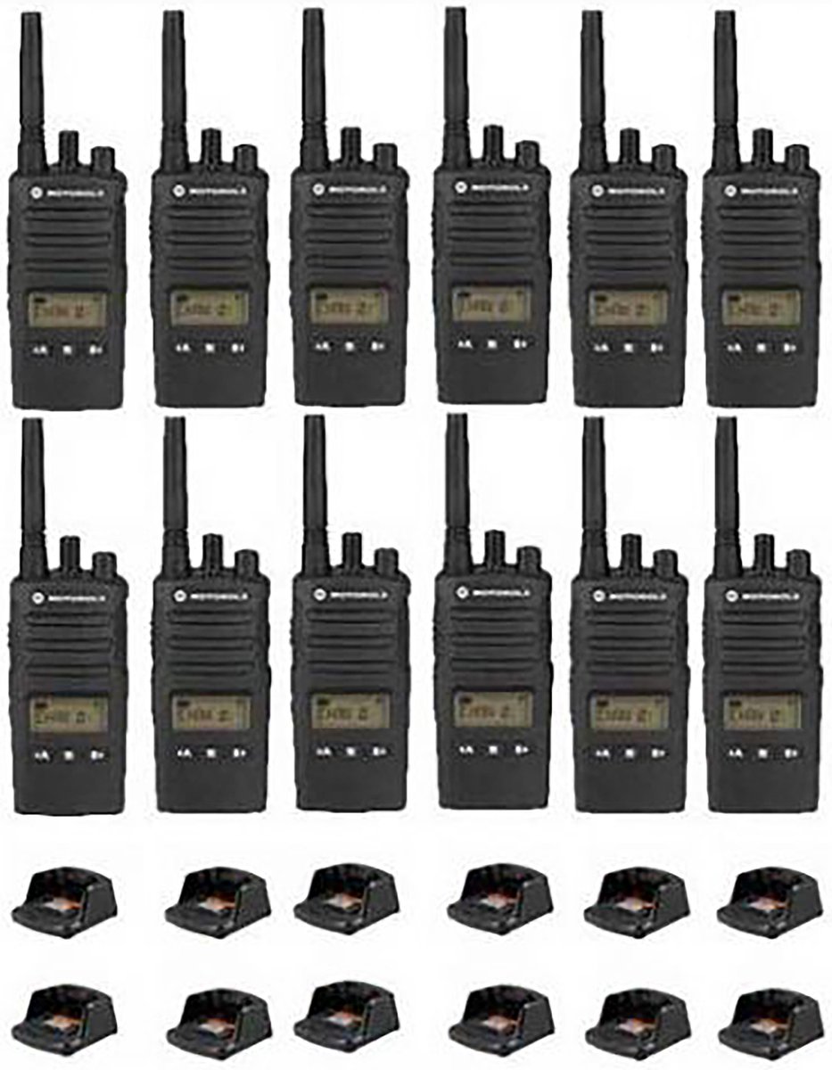 Set van 12 Motorola XT460 IP55 PMR446 Portofoon met tafellader
