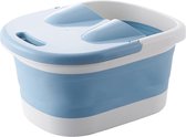 Bain de pieds pliable - Wit/ Blauw - 44 x 33 x 21,5 CM - Bain de pieds pliable - Bain massant - Détente
