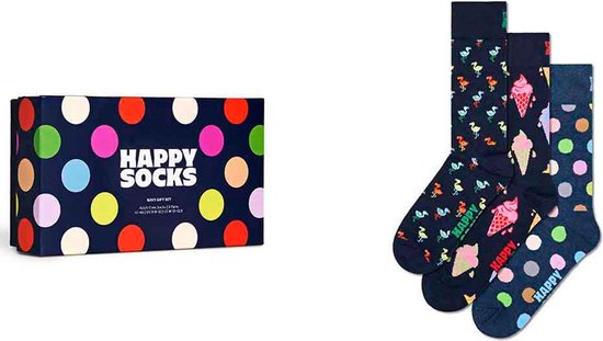 Happy Socks giftbox 3P sokken navy blauw - 41-46