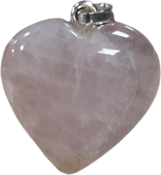 Roze kwarts hart hanger 12 mm