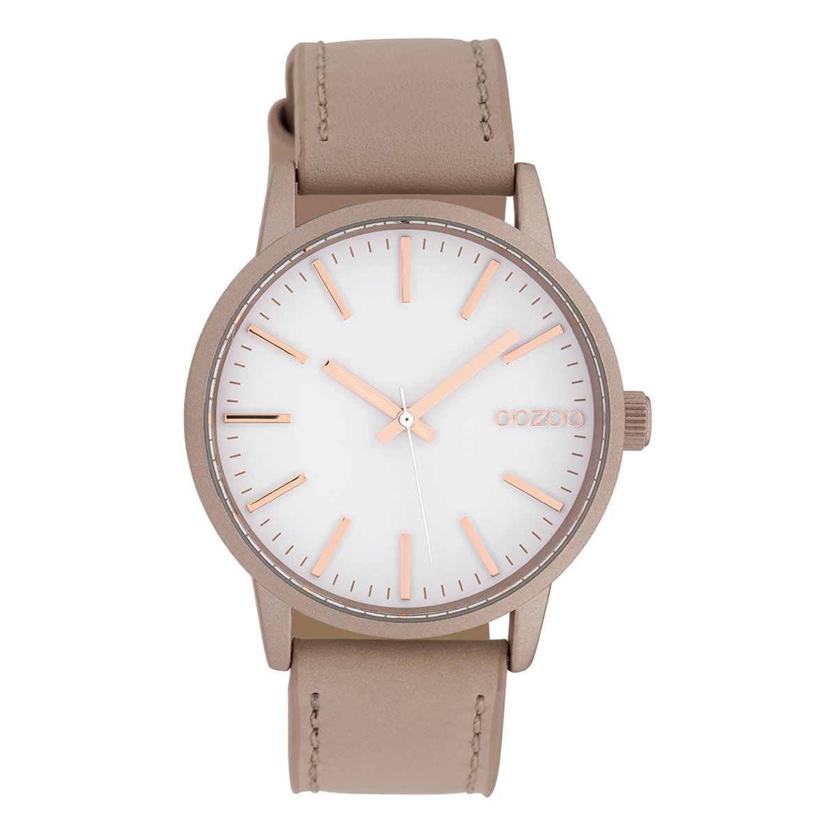 OOZOO Timepieces - Rosé goudkleurige horloge met oud roze leren band - C10017