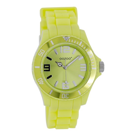 OOZOO Timepieces - Limoen groene horloge met limoen groene rubber band - JR221