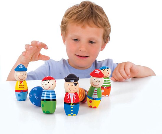 Bigjigs - Jeu de quilles - Pirate - 8cm de haut