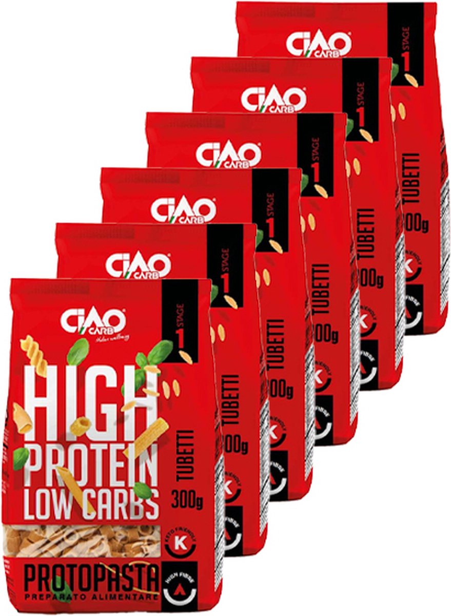 CiaoCarb | ProtoPasta Tubetti | 6 stuks | 6 x 300 gram