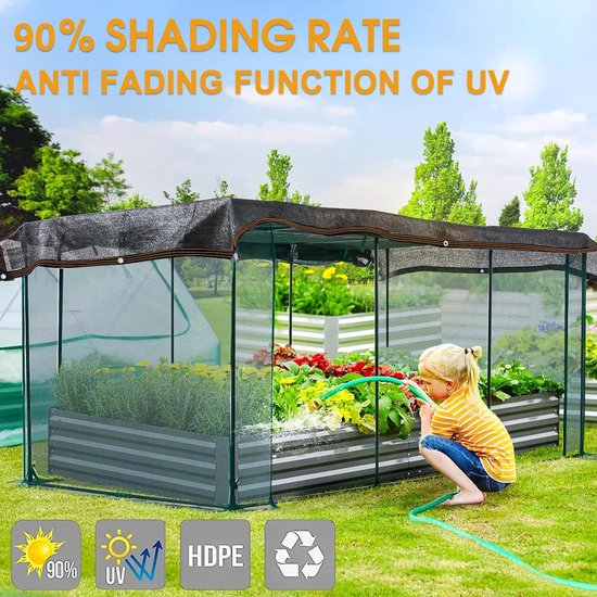 Zonschaduw Net, 85% Aluminium Folie Schaduw Net Zon Schaduw Cover met zeilringen, Reflecterende zilver zonwering luifels Mesh Tarp voor auto's