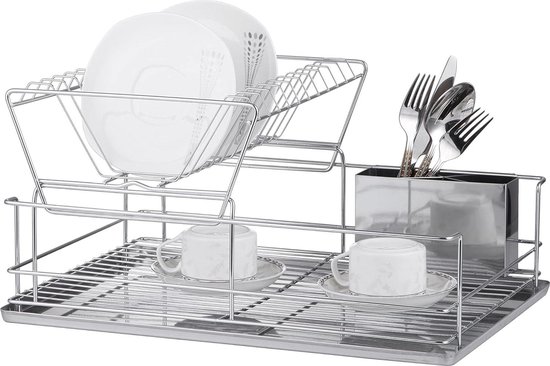 WateryWave Vaat Afdruiprek, 2 Tier Zwart Vaat Afdruiprek met