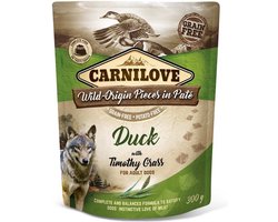 Carnilove Dog Pouch Eend - Hypoallergene Paté 12x300gr - Graanvrij, met Timothy Gras