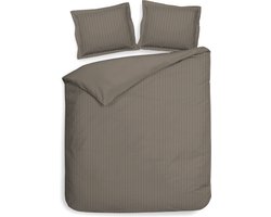 Heckettlane Banda Dekbedovertrek - Lits-jumeaux - Katoensatijn - 260x200-220cm - Taupe