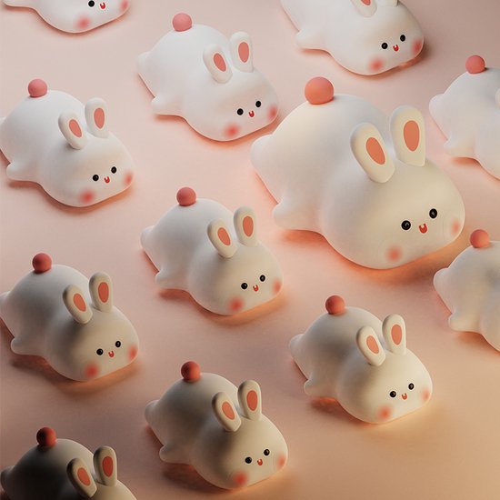 Kinder Nachtlampje Konijn - Nachtlampje Baby - Met aanraaksensor- Veilig voor kinderen - USB Oplaadbaar - Dimbaar - LED - Slaap Maatjes van Lobert. — afbeelding 2