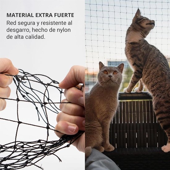 Kattennet, beschermnet voor katten, balkonnet, met draad versterkt, 3x2m, olijfgroen