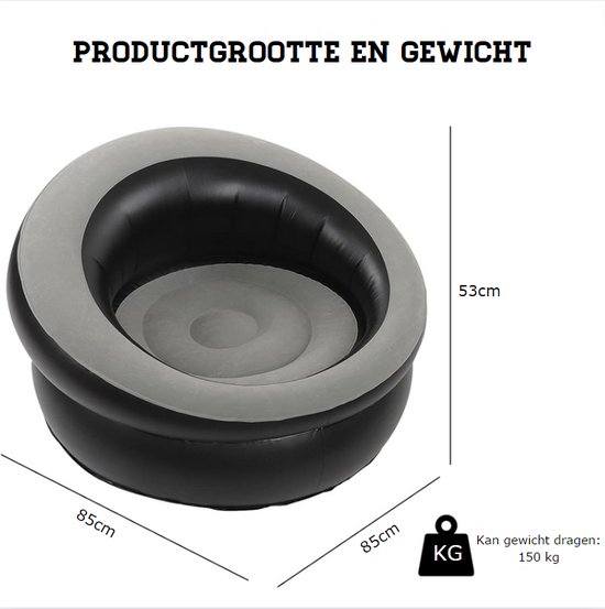 Opblaasbare Bank, Snel Opblazen Opblaasbare Fauteuil voor op Kantoor (Grijs