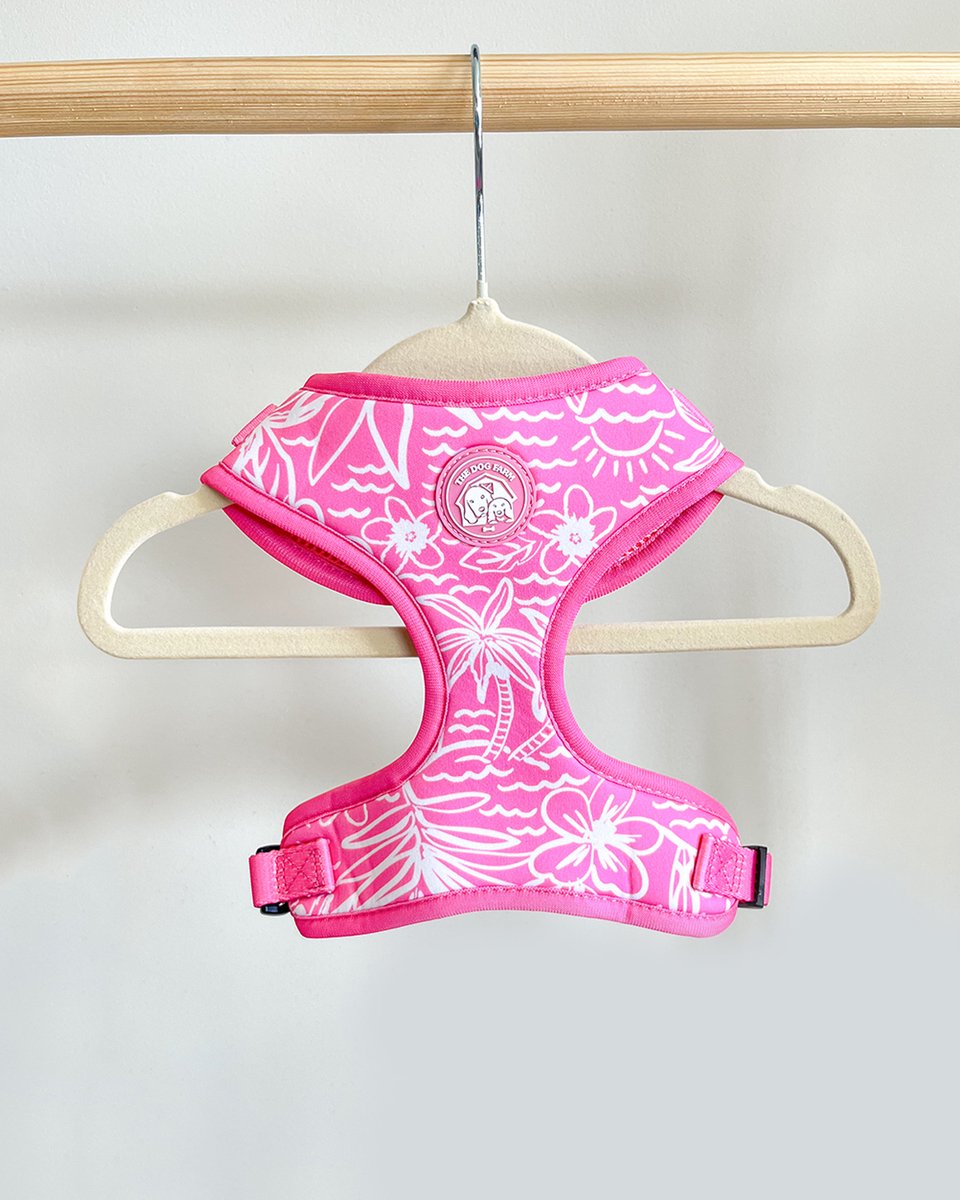 The Dog Farm Hondentuigje - Hondenharnas - Y Tuig Hond - Zomer Roze - Maat XS - Honden Tuig Met Print