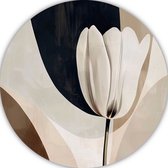 Tulip schilderij rond - Plant schilderij rond - Wandschaal Schaduwen - Klassieke schilderijen - Muurcirkels - Woonkamer decoratie muurcirkel aluminium 70x70 cm
