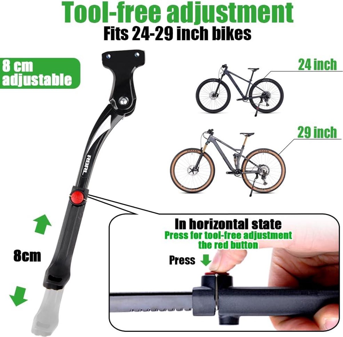 Béquille de vélo réglable pour vélo de montagne/route de 24 à 29 pouces Béquille à double support | FR