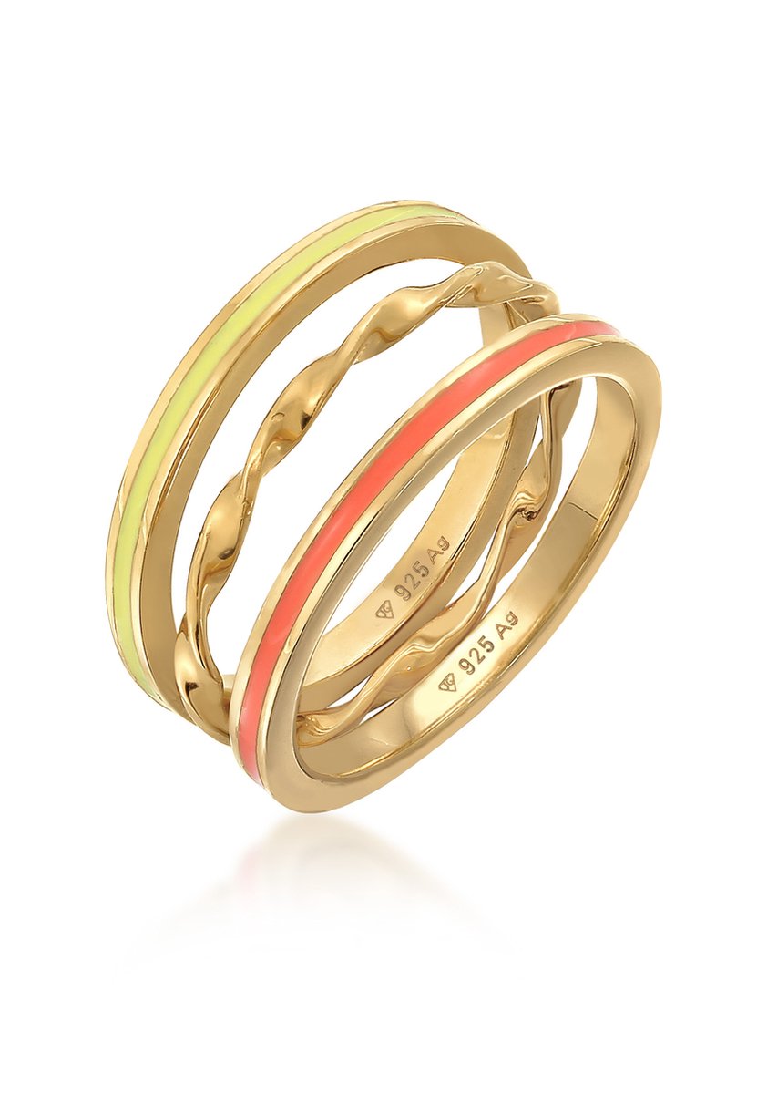 Elli - Ring - Dames Basis Trio Gedraaid Set van 3 met Email Paars in 925 Sterling Zilver - Dames