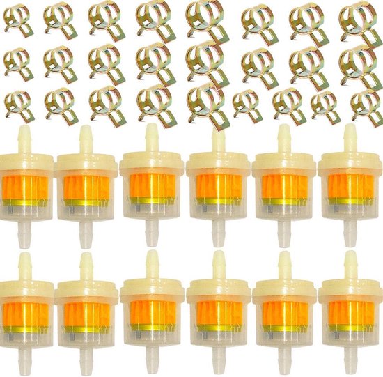 16 stuks Universele Benzinefilter, Gasinlinefilter, 6-8mm, voor Motor, Scooter, Generator, Grasmaaier, Auto
