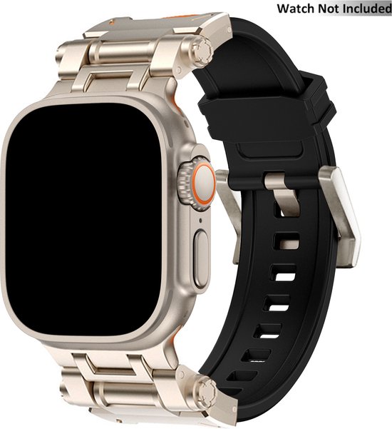 Explorer heavy duty siliconen sport band Titanium zwart Geschikt voor iWatch. bol
