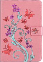 Shop4 - iPad mini 5 (2019) Hoes - Book Cover Vlinder Patroon Donker Roze