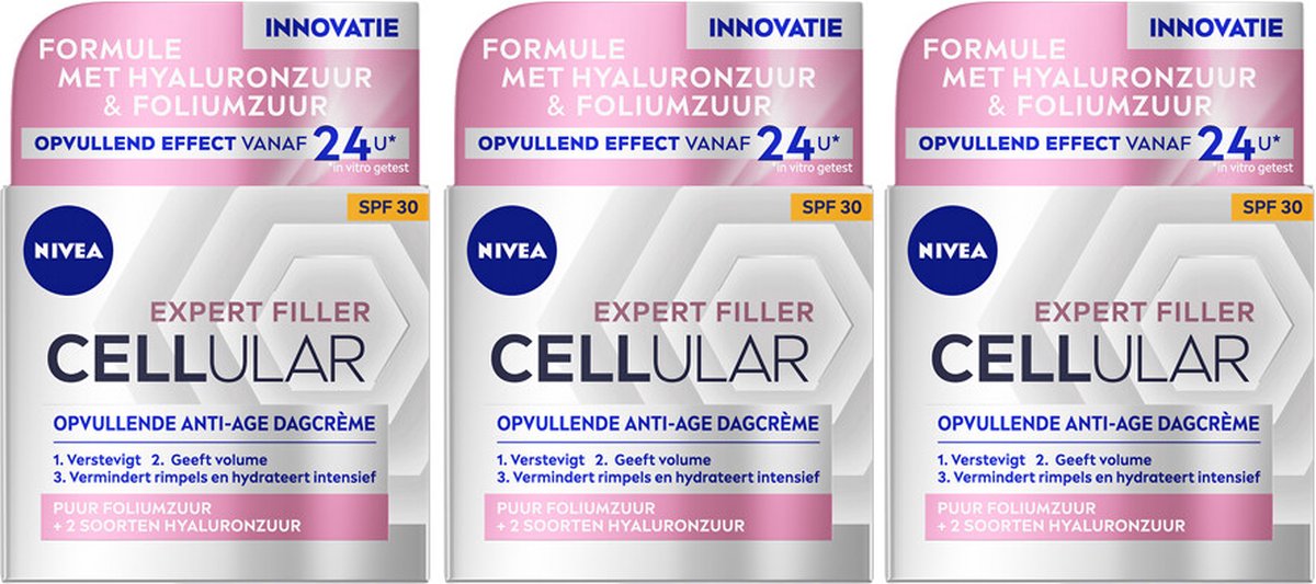 Goedkoopste 3x Nivea Cellular Filler Dagcrème Anti-Age SPF 30 50 ml