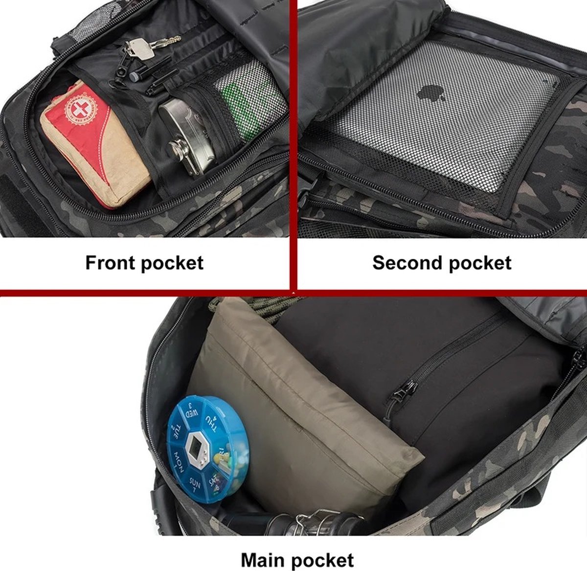 Bloominggoods® Backpack Groot - Militaire Rugzak - 50-60 liter - Bruin - Waterdicht - Dames – Heren – School - Reizen – foto 4