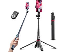 Uitschuifbare 2.2 m Selfie Stick statief met Bluetooth afstandsbediening – 360 ° rotatie – voor iPhone, Samsung, Huawei – video-opname – Live Streaming selfie stick voor mobiele telefoon