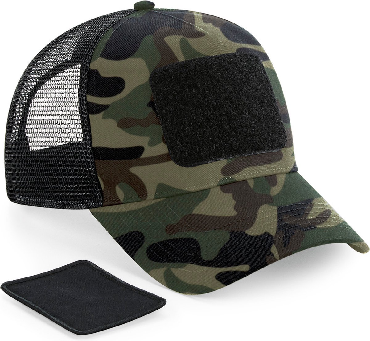 Beechfield Meshpet, verstelbaar aan de achterkant met afneembare patch. B641 - Jungle Camo - One size
