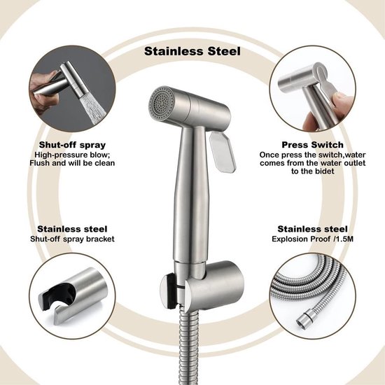 Handdouche, handbediend bidet-toiletsproeier met dubbele modus (jet