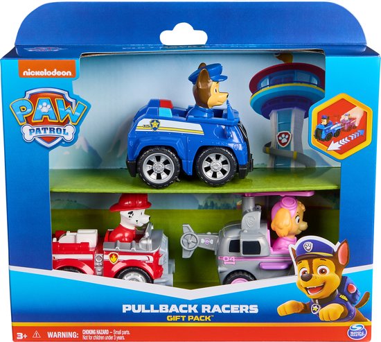 Foto: Paw patrol rescue racers set van 3 speelgoedauto s met terugtrekfunctie chase marshall en skye