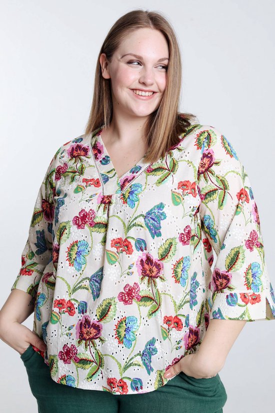 Paprika Geborduurde blouse met bloemenmotief