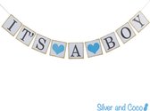 SilverAndCoco® - It's a Boy Versiering Slinger Banner | Hoera een Jongen Verjaardag Decoratie Pakket Blauw | Babyshower Vlaggenlijn Party Feest Set Geboorte Blauwe Slingers Cadeau - Baby Shower