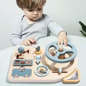 Busy Board - Houten Autostuur Dashboard - Activiteitenbord - Fijne Motoriek - Montessori Speelgoed - Auto - Stuurwiel - Educatief Houten Speelgoed - Interactief Speelgoed - Kinderspeelgoed - Leerzaam - Voor Peuters - Zintuiglijk