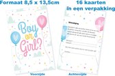 16 x Gender Reveal uitnodiging feest - He or She- Babyshower - kaarten met enveloppen