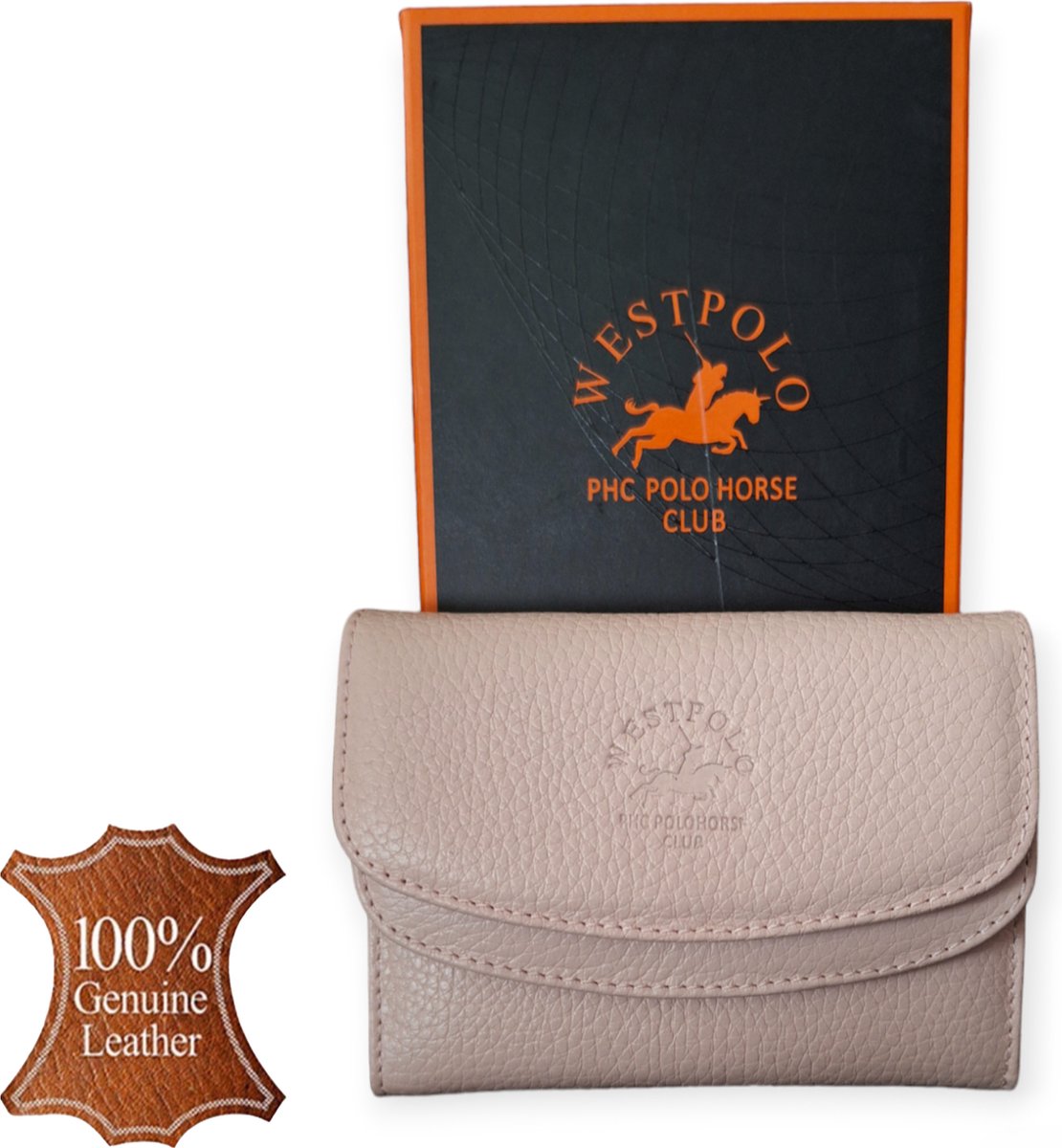 Westpolo - Luxe leren portemonnee voor dames - Stijlvol geschenk voor elke gelegenheid: verjaardag, Valentijnsdag, Moederdag - Ruimte voor 13 pasjes, briefgeld en muntgeld - Lichtroze - Met Luxe Cadeaubox - 415 van Leerella