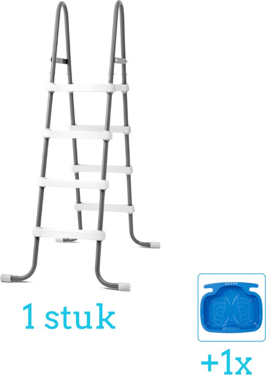 Intex Zwembadtrap - 122 cm inclusief Intex Voetenbad (1 stuks) - Zwembad trap - Zwembadladder - Zwembadtrap Intex