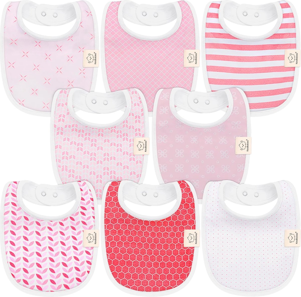 Goedkoopste Babyslabbetjes voor jongens en meisjes, verpakking van 8 bio-katoenen slabbetjes voor tandjes - slabbetjes voor baby's, meisjes en jongens - slabbetjes groot voor zuigelingen, peuters, roze