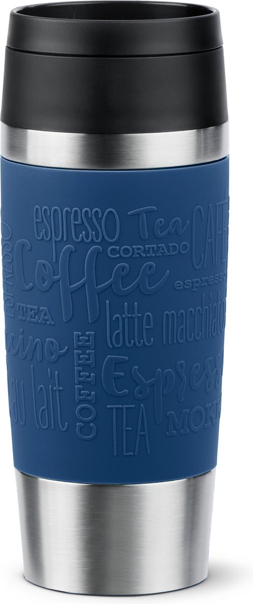 EMSA Travel Mug Classic N2020300 reisdrinkbeker 360 ml Zwart, Blauw, Roestvrijstaal Roestvrijstaal