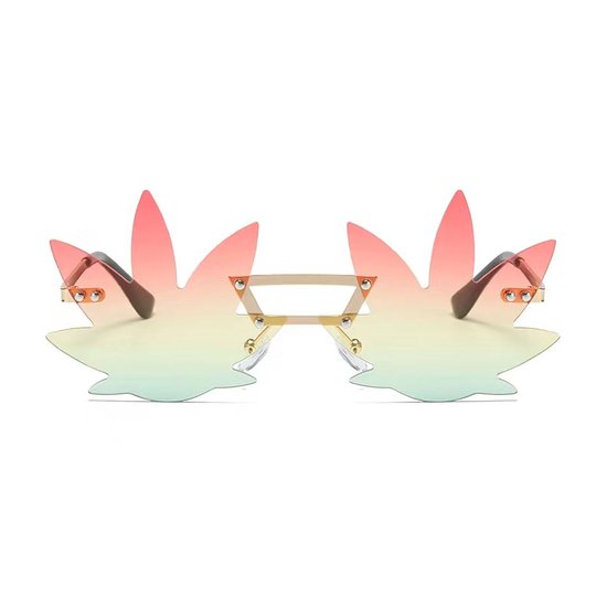 Weed leaf zonnebril - Zonnebrillen - Festival bril - Rave bril - Glasses - Bladeren - Cannabis - Rood/geel/groen van VamBeen — afbeelding 2