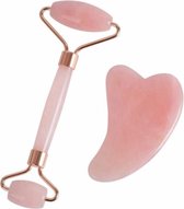 Rosé Quartz Gezichtsroller & Gua Sha Set - Jade Roller - 100% Natuurlijke Steen - Anti-Aging - Rimpelvermindering - Inclusief Luxe Geschenk Doos