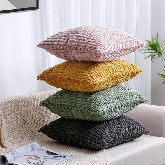 Avalune Boho kussensloop 40 x 40 cm, zwart-grijs, herfstkussen