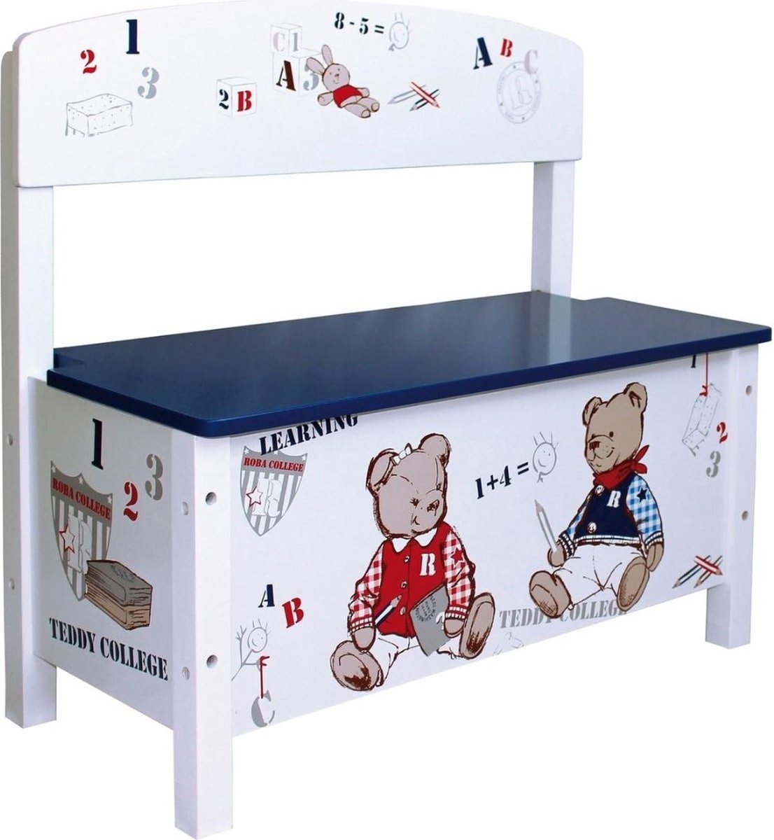 WOLTU Kindersitzbank mit Stauraum, 2 in 1 Spielzeugkiste Aufbewahrungstruhe mit Rückenlehne, weiß