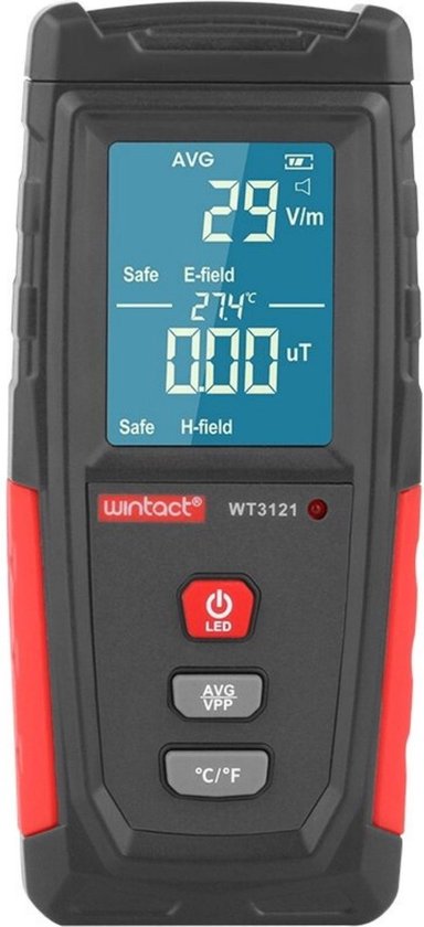 Foto:  stralingsdetector emf meter 5g detector frequentietester ingebouwd alarmsysteem hoge nauwkeurigheid elektromagnetische stralingsmeter batterijen exl van heble 