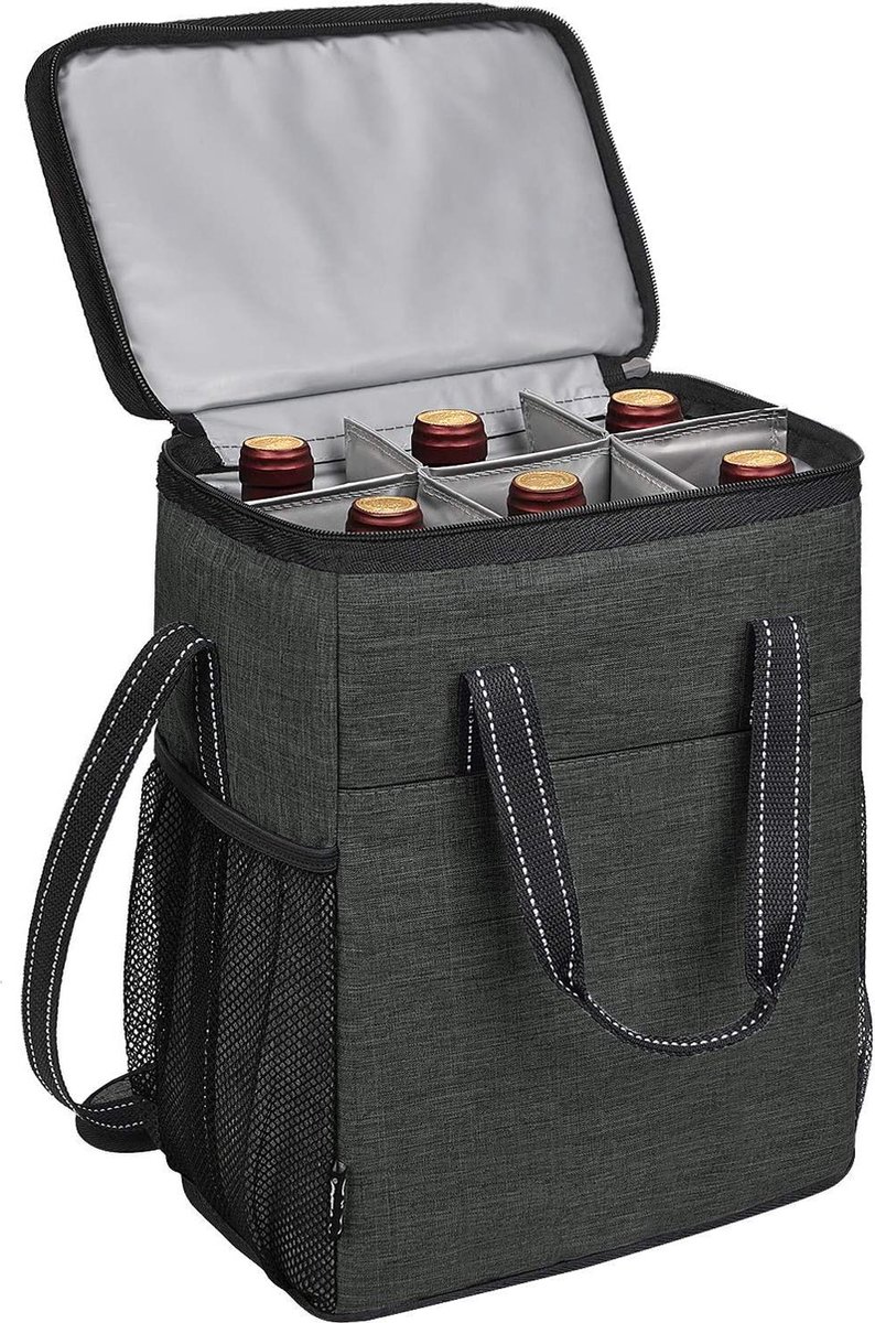 Koeltas voor wijn- en bierfles gevoerd met handvat en schouderriem - picknickmand voor reizen vrouwen/mannen Cool Box Stand