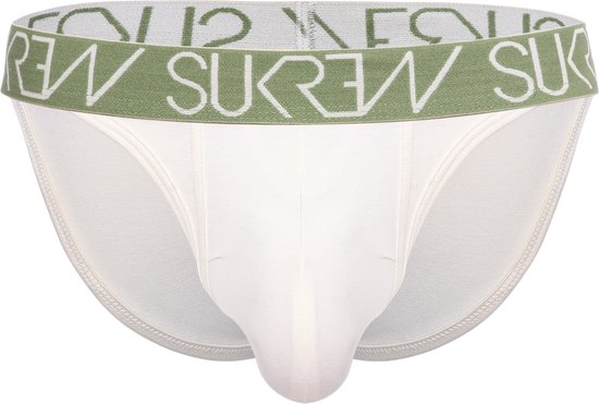 Sukrew Tanga Ecru - Maat XS - Herenondergoed - Mannen Slip - Grote pouch