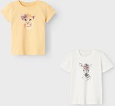 Name it - Set van 2 T-shirten: Ecru zebra + Geel leeuw - Maat 116