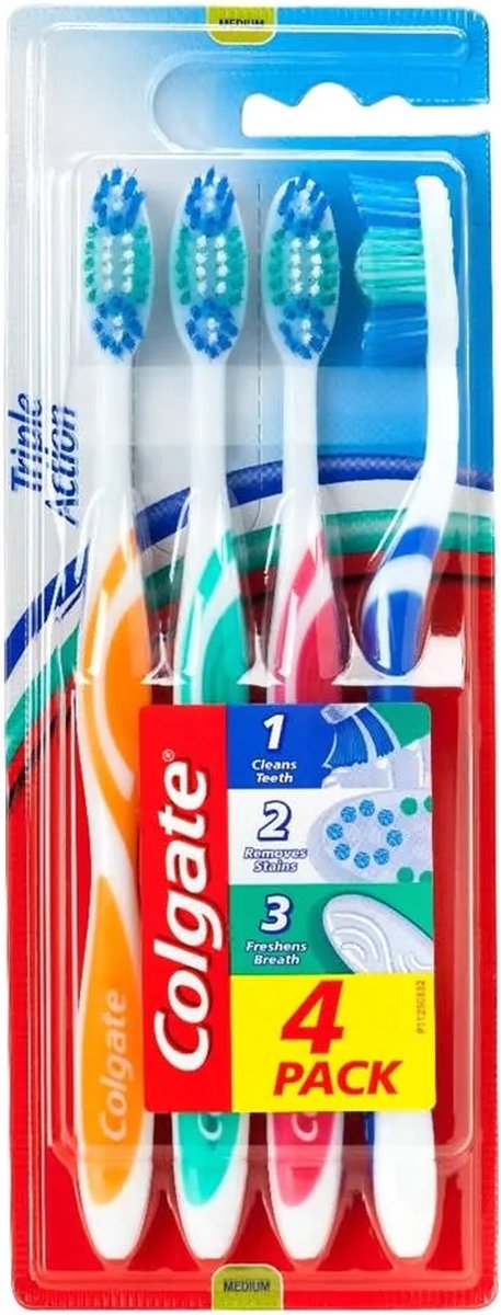 Colgate Tandenborstel Triple Action Medium 4 stuks