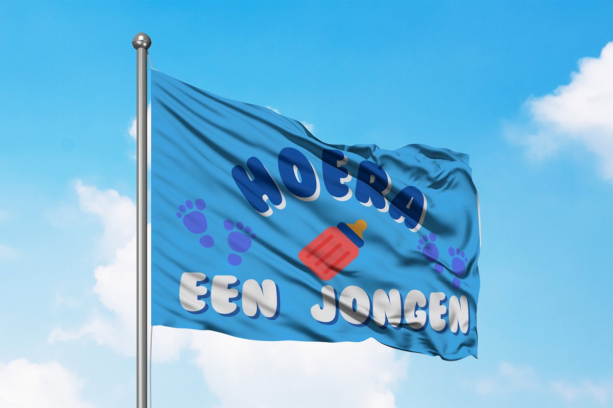 Hoera Een Jongen Blauwe Vlag - Geboortevlag - 120x80cm