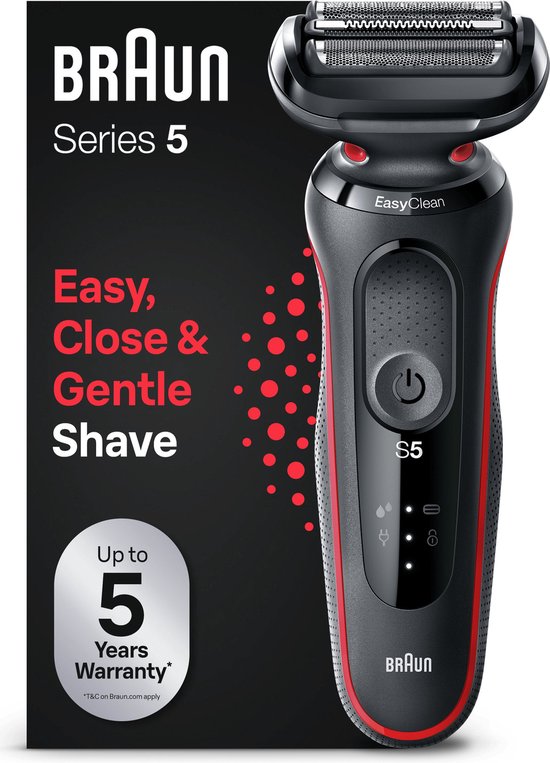 Braun Series 5 51-R1000s Elektrisch Scheerapparaat - Elektrisch Scheerapparaat voor Mannen - Scheren - Scheerapparaat - Scheerapparaat voor Mannen - Rood