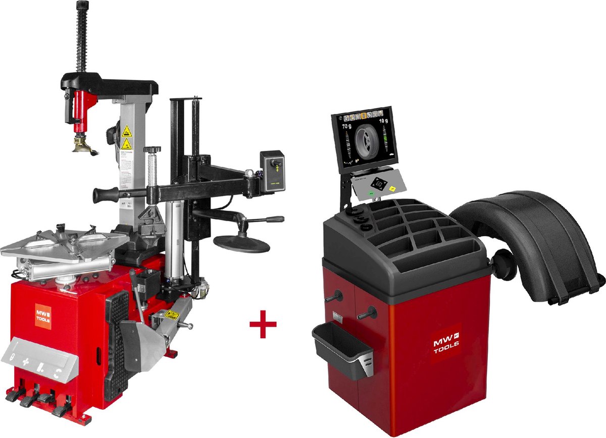 SET bandenwisselaar BT300H 3x400V en balanceermachine BB500 230V MW Tools BT300H SET4